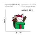 Cute cartoon cats in gift box enamel pin made of eco-friendly alloy for accessories - Three Cats in Gift Box