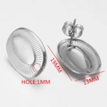 Polished silver stainless steel oval earring hooks for DIY jewelry making 19x13mm - Style 10 / Steel