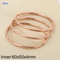 Set of 3 rose gold stainless steel hollow bangle bracelets in 4mm width size - 3 Rings (KB205312-LO)