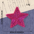 Écusson étoile à paillettes magenta pour vêtements, applique brodée de 9cm pour décoration - Rose Rouge