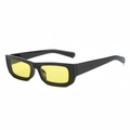Retro square sunglasses with thick black frames and yellow lenses in Y2K street style - Black Frame Yellow Lens