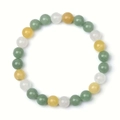 Pulsera elástica de piedra natural 8mm con cuentas verdes amarillas y blancas unisex - Aventurina Verde+Topacio+Piedra Blanca