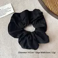 Black lace pleated scrunchie in 14.5cm diameter with delicate textured fabric finish - Q512-1 Black Glossy Pleated