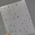 TL-078 holographic 5D nail stickers with stars, moons and tiny white rhinestones - Star & Moon Style (TL078)