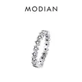 Polished S925 sterling silver star ring with round zircon stones in minimalist style - US Size 5 / Continuous Stars Full Zircon Style (RHR371)