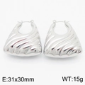 Boucles d'oreilles trapèze argentées en acier inoxydable avec texture ondulée 31x30mm - Argenté