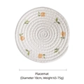 18cm woven cotton coaster featuring fresh orange and green leaf pattern print - Lemon Place Mat 18cm