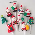 9-piece set of cartoon Christmas cake toppers with Santa, Snowman and Trees for desserts - Christmas Topper Set 3