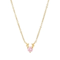 Collana minimalista dorata con corna di cervo e ciondolo di zircone rosa tondo - Oro-Zirconia Rosa