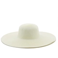 Top view detail of cream straw hat showing tight circular weave and 13cm wide brim - M (56-58cm) / Cream