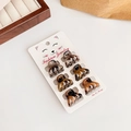 Set of six mini leopard print hair claws on a fashion jewelry card with amber texture - 4#/6Pcs/Coffee Leopard