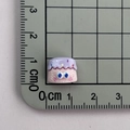 Detailed scale view of a miniature 1.2cm purple resin dessert charm with large blue eyes - 03*Purple Bottle Cap Mini
