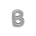 Silver alphabet B bubble charm for DIY bracelets in polished stainless steel finish - Silver/Letter B