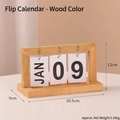 Minimalist wooden flip calendar in natural finish for desktop decor 20.5x12cm - Natural Wood Color