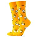 Funny yellow crew socks with cute hatching chick pattern and orange beak details - Size 35-42 / Yellow Chick