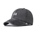 Casquette de baseball en coton délavé gris foncé avec broderie CIA pour extérieur - Réglable / Noir