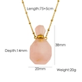 Pink quartz perfume bottle necklace in 14K gold plated stainless steel for women - Rose Quartz