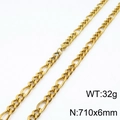 Golden titanium steel NK Figaro chain necklace measuring 710x6mm and weighing 32g - 71CM / Gold