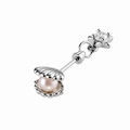 Star pendant titanium steel ear stud with colorful shell and pearl inlay on white base - Pearl Style Shell + Star (A483-9#)
