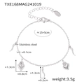 Silver stainless steel bracelet with heart and horn charms featuring a 15+5cm chain - Silver (TXE168)