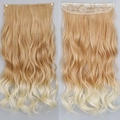 55cm one-piece long wavy hair extension with 5 clips in golden to platinum blonde gradient - Ombre Blonde (27T613)