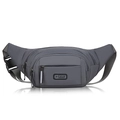Dark grey multifunctional outdoor waist bag with adjustable strap and multiple zippers - Gray