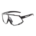 Sporty semi-rimless cycling sunglasses with clear lenses and black streamlined frame - Black Frame Clear Lens