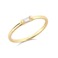 Minimalist S925 sterling silver gold ring with baguette cut cubic zirconia - 18K Gold Square Stone