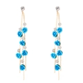 Lange kwastjes oorbellen in Franse stijl met hemelblauwe rozen en kristallen - Goud Blauw (Roos)