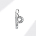 Silver-tone letter P pendant with micro-pave cubic zirconia and shiny metallic finish - White Gold (Letter P)