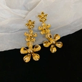 Orecchini a fiori dorati a più livelli con finitura metallica per un look elegante - 41# Perno in Argento Sterling 925 - Oro - Doppio Fiore Placcato Oro Vero 18K