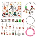 Christmas Advent calendar DIY bracelet set with silver and pink charms and jewelry box - RC424 Heaven and Earth Lid Style C / Mixed Colors