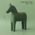 Minimalist green ceramic Dala horse statue for home decor, large size 23cm height - Minimalist Horse - Green Large