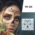 Halloween Day of the Dead face tattoo stickers with blue and green skull design RM-029 - Black Line Blue Green Skull(RM-029)