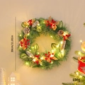 Lighted 30cm Christmas wreath with red berries, pine cones and warm LED lights - Linen Pine Cone Bow / 30cm / With Light