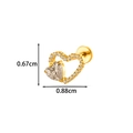 Piercing a cuore dorato in lega di titanio con cristallo trasparente e dimensioni - Stile Cuore (T2581-1#) / Oro