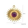 14K gold stainless steel sun pendant with purple stone, 18mm charm DIY jewelry - 39 Amethyst Sun