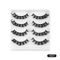 D-Curl Russische Streifenwimpern Set mit 4 Paaren in Stil 4001 auf weißem Tray - Russischer Roll-Stil (4001)