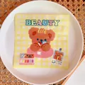 Cute yellow checkered snack bag featuring a brown bear with beauty lip balm print - 1# Makeup Bear