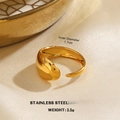 Polished golden stainless steel chunky geometric open ring for women with 1.7cm inner diameter - Minimalist Streamline Decor Style (1235)