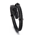 Bracciale da uomo in acciaio al titanio nero con testa di drago e cavo d'acciaio da 8 mm - Nero (KB161025-KFC)