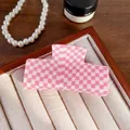 Chic pink and white checkered square hair claw clip in a sweet Korean fashion style - Pink and White Grid 7.6CM