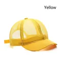 Breathable yellow mesh baseball cap with cotton brim for summer outdoor sports activity - Yellow