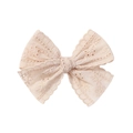 Elegant beige lace flower bow hair clip for babies with handmade hollow floral pattern - Beige (7)