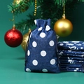 Blauer Weihnachts-Leinenbeutel mit weißen Punkten und festlicher Dekoration für Geschenke - Blau Basis Weißer Punkt