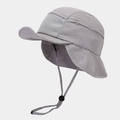 Light gray quick-dry sun hat with neck flap and breathable mesh for outdoor hiking - One Size / Light Gray