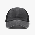 Berretto da baseball vintage in cotone lavato grigio e nero con rete traspirante - Regolabile / Grigio Scuro (24A293)