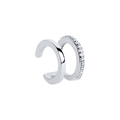 Silver double-layer ear cuff with polished finish and micro-paved white zircons - 2 (Silver Double Layer CZ) / Single Piece
