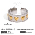 Anello in acciaio inossidabile argento con cuore dorato e dettagli dimensioni - Misura 8 (ID 1.80cm)