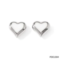 Polished heart stud earrings in shiny stainless steel with a sleek mirror finish - Small Silver Style (PDE1004)